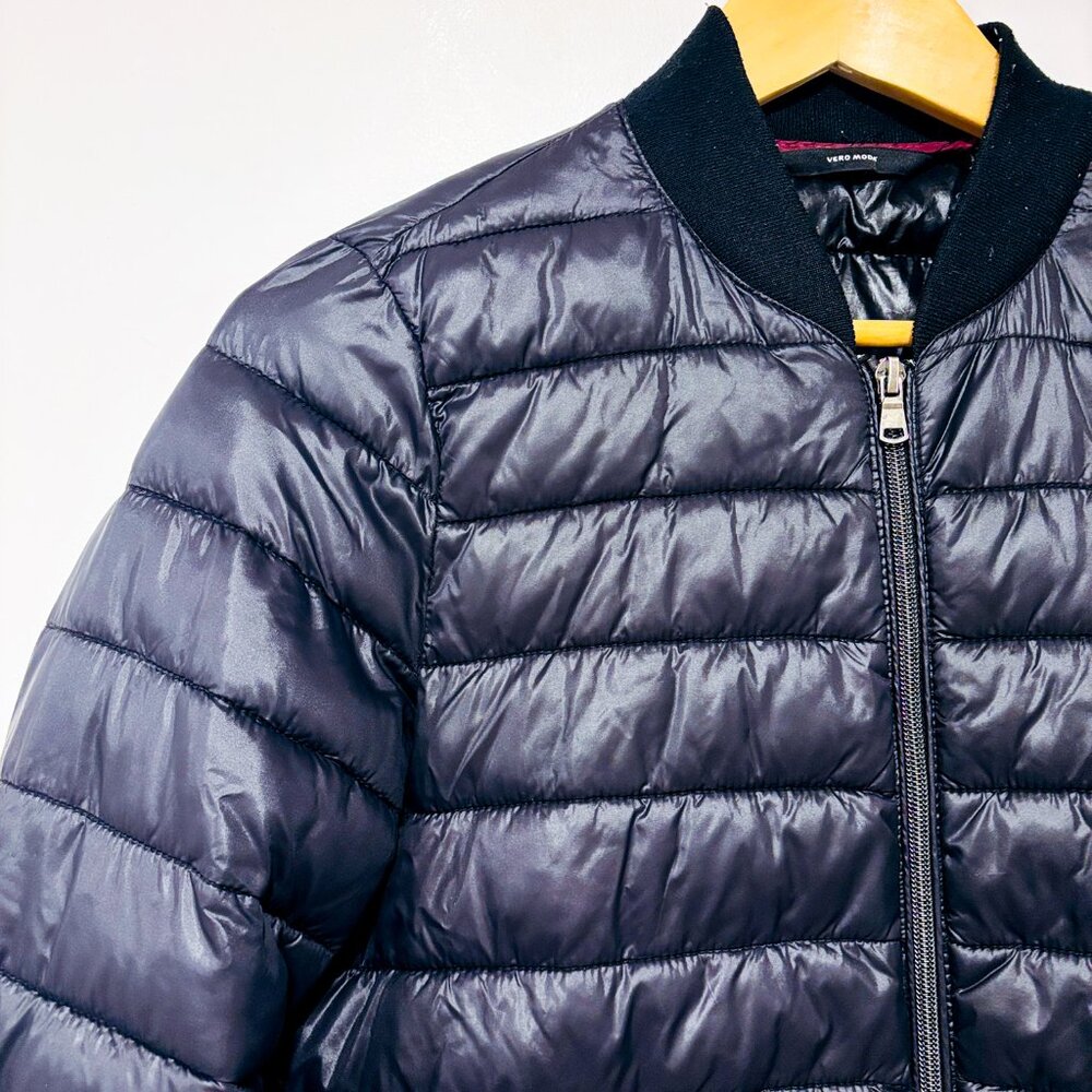 VERO MODA Black Quilted Mid-Season Puffer Coat Sleek | Small * - Picture 3 of 11